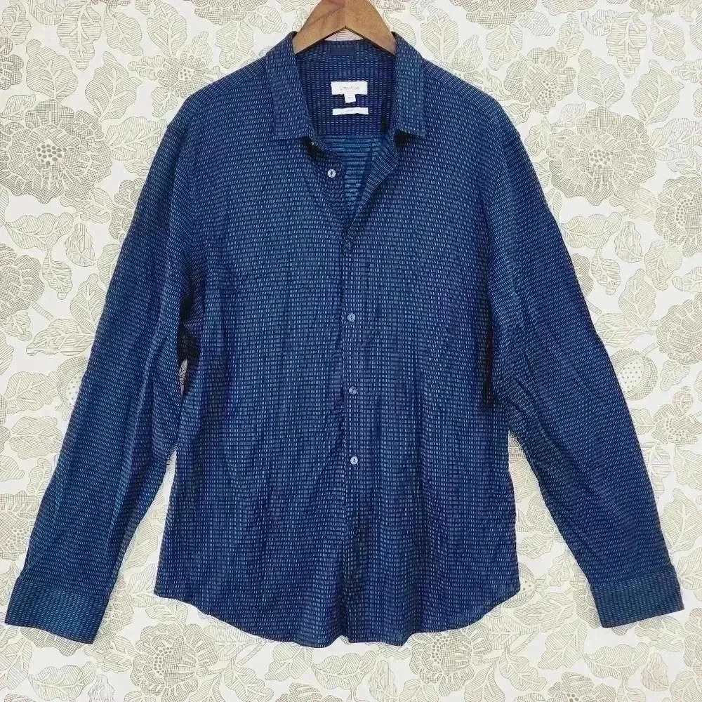 Calvin Klein Slim Fit Button down Long sleeve  Printed Men's Dress Shirt XL